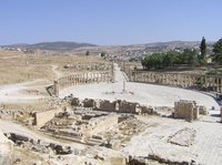 Den ovale plads neden for Zeustemplet i Gerasa